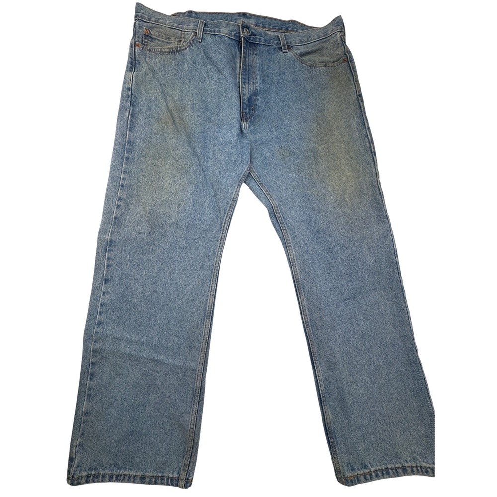 Levis 505 Regular Fit Light Wash Blue Denim Jeans 42x29 Dirty Grunge Workwear
